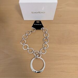 New in box Bebe jewelry! Gorgeous silver hammered link/circle necklace!